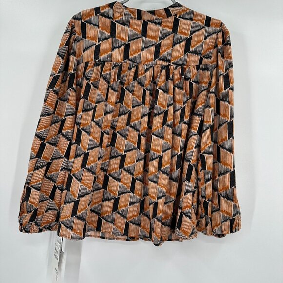 Treasure and Bond Women's Grey-Brown Geo Stripe Blouse size L Career Top NWT - Picture 6 of 7